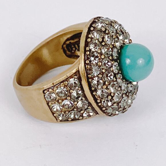 Signed Heidi Daus Posh and Proper Turquoise Blue Ball Pavé Swarovski Size 5.75 - Picture 9 of 11
